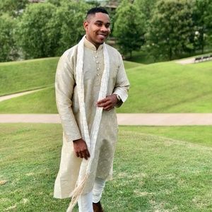 Silk Kurta with Scarf (Jacquard Embellished)